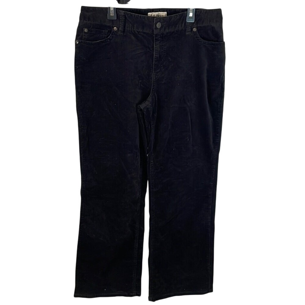 L.L. Bean Black Corduroy Pants Favorite Fit Straight Leg‎ Womens Size 12